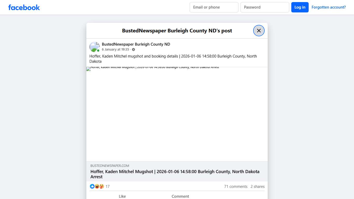 Hoffer, Kaden Mitchel... - BustedNewspaper Burleigh County ND Facebook