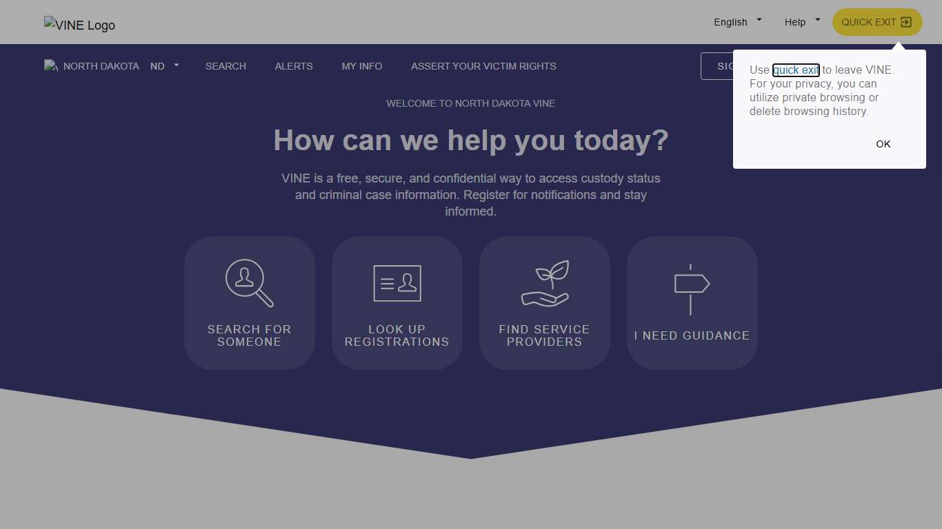 VINELink - North Dakota